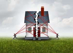 Broken family home 3D illustration